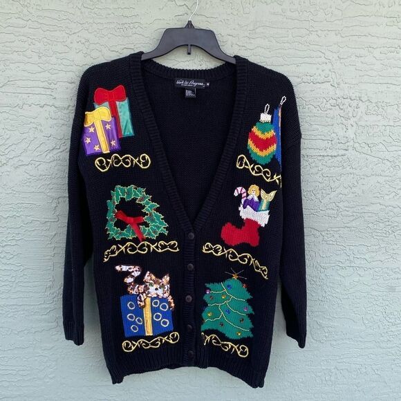 Work In Progress Vintage Sz M Ugly Christmas Sweater - Picture 1 of 9